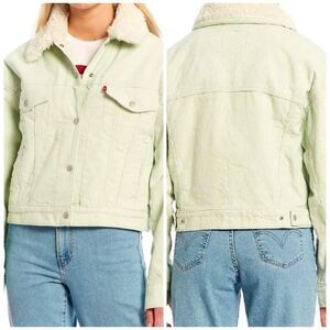 Levi’s $108 Corduroy Sherpa Trucker Jacket Meadow Mist 1X NEW